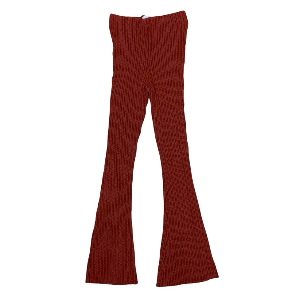 Urban Outfitters Flare Pants Ribbed Rust Bell Bottom Stretch Knit Women S